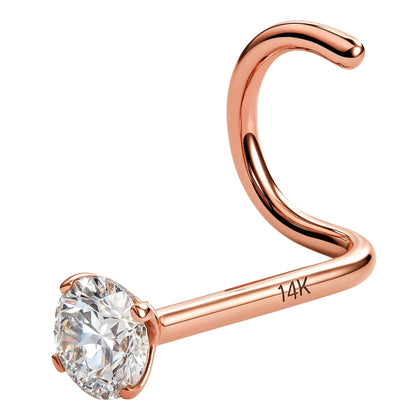 EternalDia IGI Certified 14K Gold Real Diamond Nose Stud in White/Yellow Gold 2.5mm (0.06Ct) 20 Gauge Twist Back Nose Ring for Women, Diamond Color I-J, Clarity I2-I3