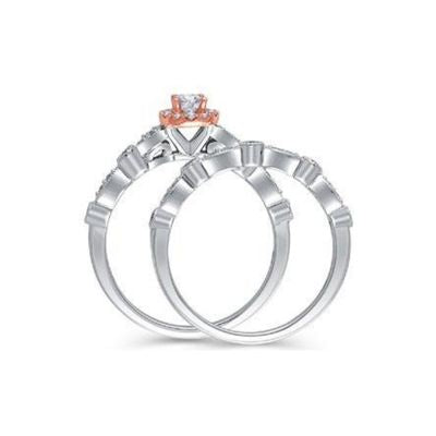 EternalDia 0.50  cttw Diamond Halo Bridal Ring Set in 10kt Two-Tone Gold (IJ/I2I3)