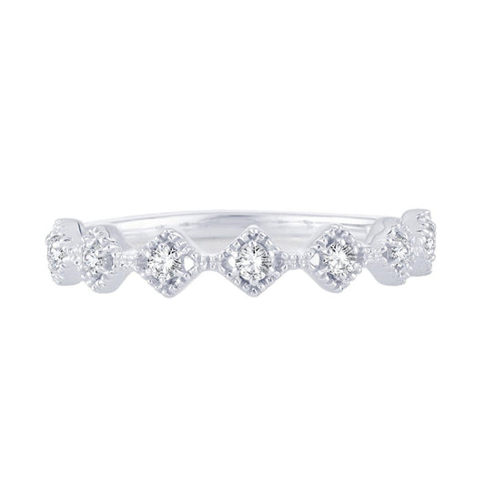 EternalDia 0.14 Cttw Diamond Eternity Stackable Vintage Style Band Ring In 10k White Gold