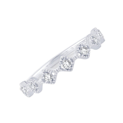 EternalDia 0.14 Cttw Diamond Eternity Stackable Vintage Style Band Ring In 10k White Gold