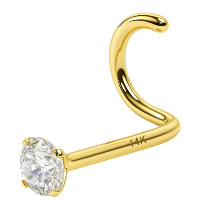 EternalDia IGI Certified 14K Gold Real Diamond Nose Stud in White/Yellow Gold 2.5mm (0.06Ct) 20 Gauge Twist Back Nose Ring for Women, Diamond Color I-J, Clarity I2-I3