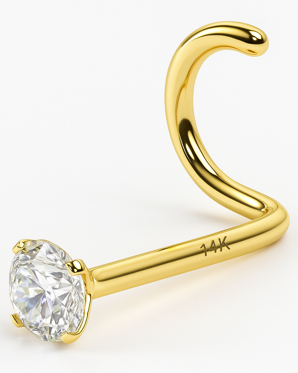 EternalDia IGI Certified 14K Gold Real Diamond Nose Stud with Twist Back (20G, 0.03 Ct) Nose Ring for Women, I-J Color, I2-I3 Clarity