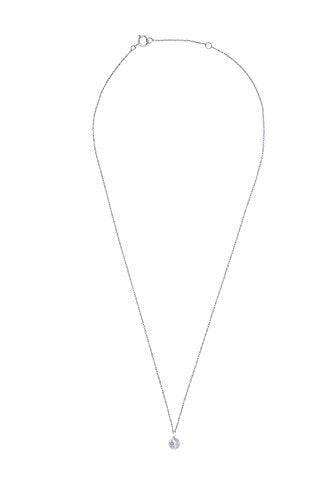 EternalDia IGI Certified Diamond Accent Vine Leaf Engraved Circle Disc Pendant Necklace in 10K White Gold (0.04 Ct) - EternalDia