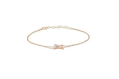 EternalDia IGI Certified 10k Rose Gold Diamond Accent Multi Strand Butterfly Extendable Fashion Bracelet (0.06 Cttw) - EternalDia