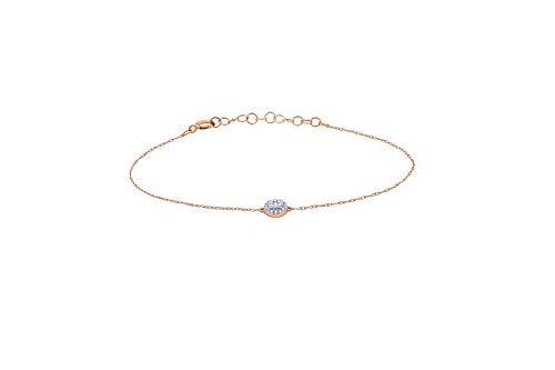 EternalDia IGI Certified 10k Rose Gold Round Natural Diamond Halo Frame Extendable Fashion Bracelet (0.1 Cttw) - EternalDia