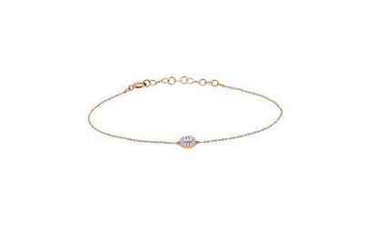EternalDia IGI Certified 10k Rose Gold Round Natural Diamond Halo Frame Extendable Fashion Bracelet (0.1 Cttw) - EternalDia
