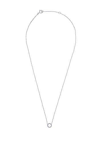 EternalDia IGI Certified Open Circle Round Diamond Accent Pendant Necklace in 10Kt White Gold (0.05 Cttw) - EternalDia