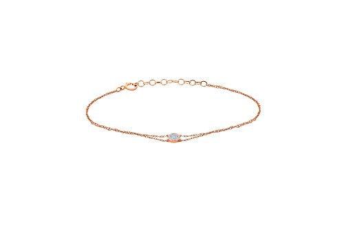 EternalDia IGI Certified 10k Rose Gold Diamond Accent Multi Strand Circle-Shape Extendable Bracelet (0.06 Cttw) - EternalDia