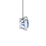EternalDia 2 Ct Sapphire Solitaire Pendant Necklace Bezel Set With Chain 14K White Gold Over Sterling Silver - EternalDia