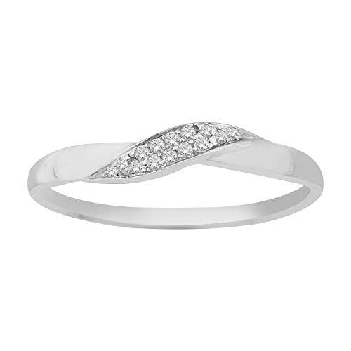 EternalDia 0.06 Cttw Diamond Twisted Spiral Engagement Band Ring In 14k White Gold (I1/GH) - EternalDia