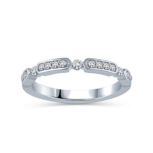 14k White Gold 1/5 Carat Diamond Half Eternity Ring (0.20 Cttw, H-I Color, I2 Clarity) Half Eternity Wedding Band Ring Stackable Ring