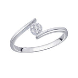 EternalDia IGI Certified Round Diamond Accent Flower Cluster Bypass Engagement Promise Ring 10K White Gold (0.08 Cttw) - EternalDia