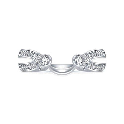 EternalDia 1/3 Cttw Solitaire Guard Ring Wrap Enhancer Wedding Band in 10Kt White Gold (IJ/I2-I3) - EternalDia