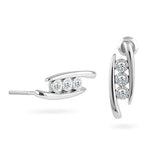 14k White Gold 0.12 cttw Diamond Three Stone Miracle Plate Stud Earrings (0.12 cttw, I-J Color, I2/I3 Clarity) Miracle Plate Set Screw Back Bypass Stud Earrings