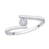 EternalDia IGI Certified Round Diamond Accent Flower Cluster Bypass Engagement Promise Ring 10K White Gold (0.06 Cttw) - EternalDia