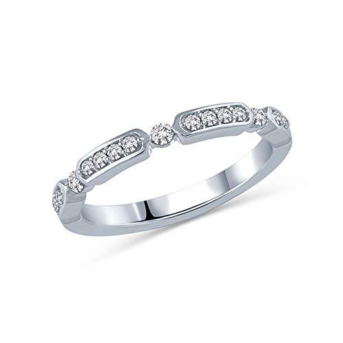 14k White Gold 1/5 Carat Diamond Half Eternity Ring (0.20 Cttw, H-I Color, I2 Clarity) Half Eternity Wedding Band Ring Stackable Ring