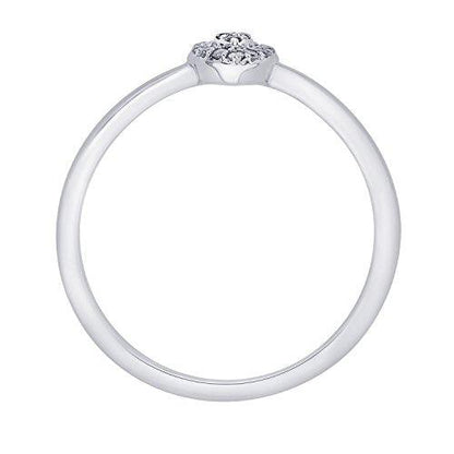 EternalDia IGI Certified Diamond Accent Pear Cluster Halo Frame Ring in 10K White Gold (0.07 Cttw) - EternalDia