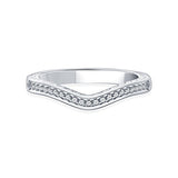 EternalDia 1/10 ct Diamond Half Eternity Enhancer Curved Wedding Band Ring Guard in 10k White Gold (IJ/I2I3) - EternalDia