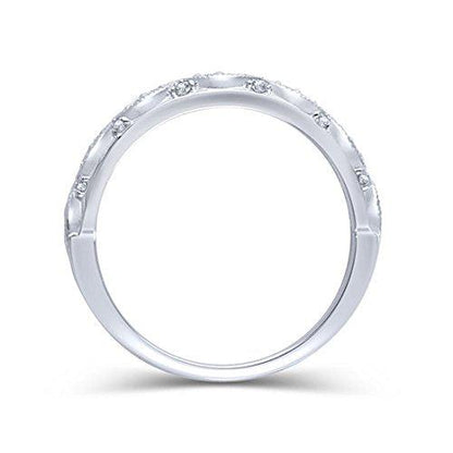 1/8 Ct Round Diamond Art Deco Stackable Anniversary Band Ring in 14K Solid Gold (HI/12)