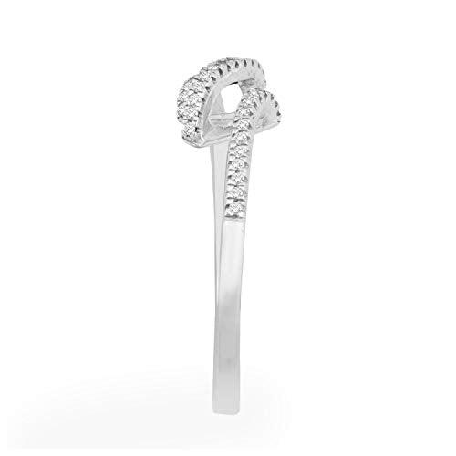 EternalDia 0.13 Cttw Diamond Twisted Spiral Engagement Band Ring In 10K White Gold (I1/GH) - EternalDia