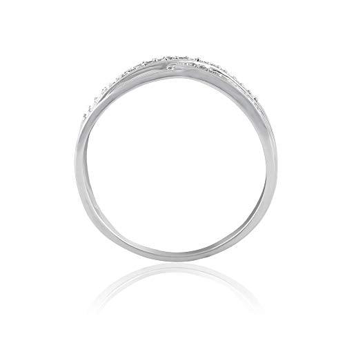 14K White Gold 0.07 Cttw Diamond Criss Cross Ring (0.07 Cttw, I-J Color, I2-I3 Clarity) Criss Cross Band Ring | Criss Cross Wedding Bands for Women