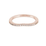14K Rose Gold 0.13 Cttw Diamond Curved Ring (0.13 Cttw, I-J Color, I2-I3 Clarity) Curved Band Ring | Wedding Guard Band Ring Stackable Band Contour Guard Ring Half Eternity Ring