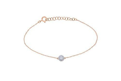 EternalDia IGI Certified 10k Rose Gold Round Natural Diamond Halo Frame Extendable Fashion Bracelet (0.1 Cttw) - EternalDia