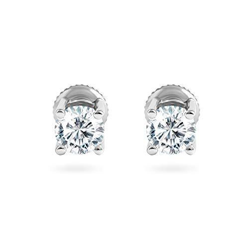 14k White Gold 1/5 Cttw Diamond Stud Earrings (0.20 cttw, I-J Color, I2/I3 Clarity) Diamond Solitaire Studs 4-Prong, Screw-Back Clasps