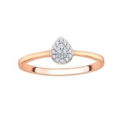 EternalDia IGI Certified Diamond Accent Pear Cluster Halo Frame Ring in 10K Rose Gold (0.07 Cttw) - EternalDia