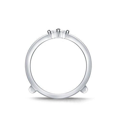 EternalDia 0.33 Cttw Diamond Chevron Style Three Stone Enhancer Ring Guard In 10k White Gold (IJ/I2I3) - EternalDia