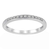 Solid 10K White Gold 1/20 Cttw Diamond Half Eternity Ring for Women (0.05 Cttw, I Color, I3 Clarity) Diamond Stackable Ring Wedding Band Ring | Eternity Band Ring