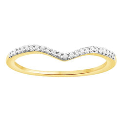 EternalDia Round Cut 0.08 ct White Natural Diamond V Shape Half Eternity Band Ring In 10k Solid Gold - EternalDia