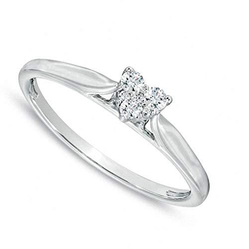 1/10 Cttw Diamond Heart Ring In 10K White Gold (0.10 cttw, I-J Color, I2 Clarity) Diamond Heart Promise Ring