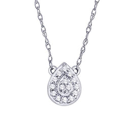 EternalDia IGI Certified Pear Drop Shape Halo Diamond Accent Frame Pendant Necklace in 10kt White Gold (0.06 Cttw) - EternalDia
