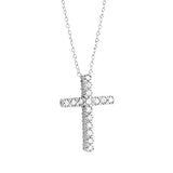 14k White Gold Round Cut 1/4 Cttw Diamond Cross Pendant Necklace (0.25 Cttw, I-J Color, I2-I3 Clarity) 18" Religious Cross Pendant Necklace