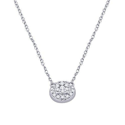 EternalDia IGI Certified 10k White Gold Round Natural Diamond Halo Frame Fashion Pendant Necklace (0.1 Cttw) - EternalDia