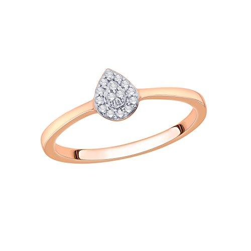 EternalDia IGI Certified Diamond Accent Pear Cluster Halo Frame Ring in 10K Rose Gold (0.07 Cttw) - EternalDia