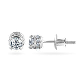 0.25 Carat Round Diamond Stud Earrings For Women in 14k White Gold (0.25 Cttw, I-J Color, I2-I3 Clarity) 4 Prong, Screw-Back Clasps Diamond Solitaire Studs