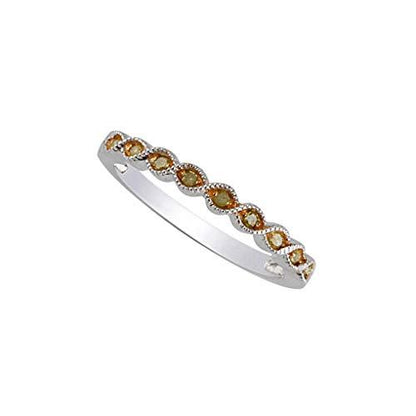 Genuine 0.08 cttw Yellow Diamond Half Eternity Ring In 14k Gold Over Sterling Silver (0.08 Cttw, I-J Color, I2-I3 Clarity) Wedding Band Ring Yellow Diamond Stackable Ring