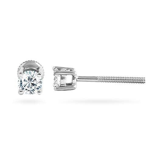 14k White Gold 1/5 Cttw Diamond Stud Earrings (0.20 cttw, I-J Color, I2/I3 Clarity) Diamond Solitaire Studs 4-Prong, Screw-Back Clasps