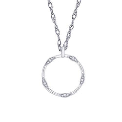 EternalDia IGI Certified Open-Circle Diamond Accent Accented Pendant Necklace in 10K White Gold (0.07 Cttw) - EternalDia