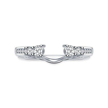 EternalDia 1/2 Cttw Solitaire Guard Ring Wrap Enhancer Wedding Band in 10Kt White Gold (IJ/I2-I3) - EternalDia