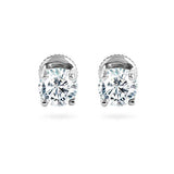 14k White Gold Round 0.10 Cttw Diamond Solitaire Stud Earrings For Women (0.10 Cttw, I-J Color, I2-I3 Clarity) 4 Prong, Screw-Back Clasps Diamond Solitaire Studs