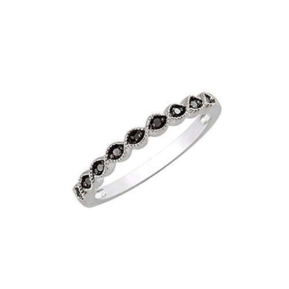 Genuine 0.08 cttw Black Diamond Half Eternity Ring In 14k Gold Over Sterling Silver (0.08 Cttw, I-J Color, I2-I3 Clarity) Wedding Band Ring Black Diamond Stackable Ring