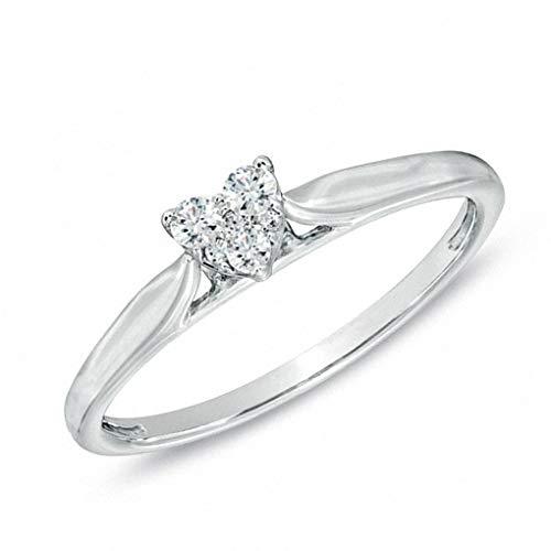 1/10 Cttw Diamond Heart Ring In 10K White Gold (0.10 cttw, I-J Color, I2 Clarity) Diamond Heart Promise Ring