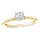 1/5 CT. Round Cut White Natural Diamond Solitaire Engagement Ring in 10K Solid Yellow Gold