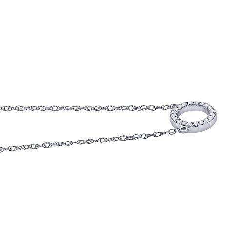 EternalDia IGI Certified Open Circle Round Diamond Accent Pendant Necklace in 10Kt White Gold (0.05 Cttw) - EternalDia