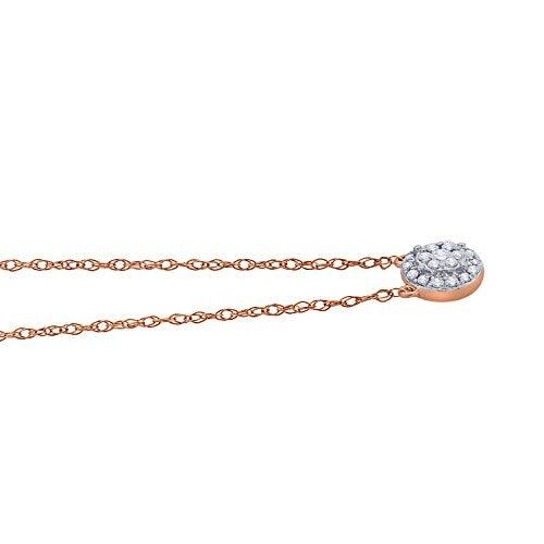 EternalDia IGI Certified 10k Rose Gold Round Natural Diamond Halo Frame Fashion Pendant Necklace (0.1 Cttw) - EternalDia