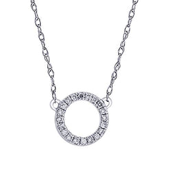 EternalDia IGI Certified Open Circle Round Diamond Accent Pendant Necklace in 10Kt White Gold (0.05 Cttw) - EternalDia
