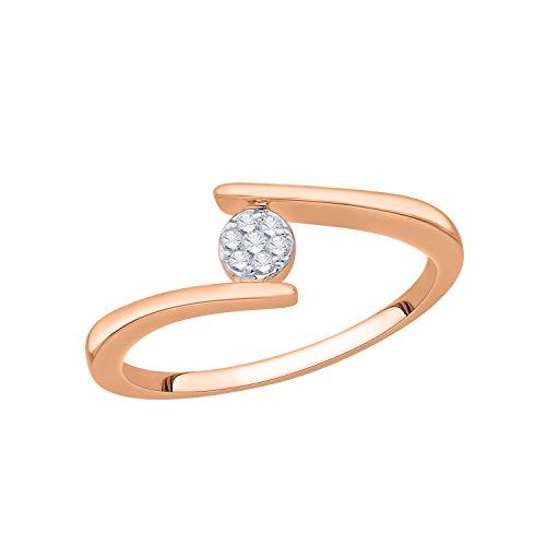 EternalDia IGI Certified Round Diamond Accent Flower Cluster Bypass Engagement Promise Ring 10K Yellow Gold (0.06 Cttw) - EternalDia